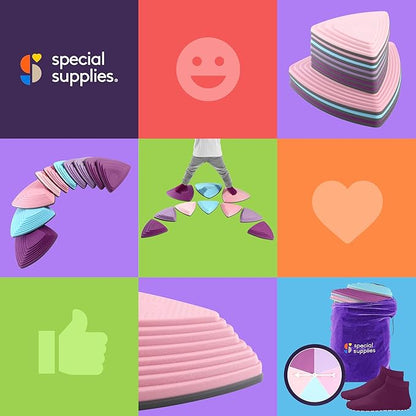 Special Supplies 10 Stepping Stones for Kids Indoor and Outdoor Balance Blocks Promote Coordination, Balance Strength Child Safe Rubber, Non-Slip Edging