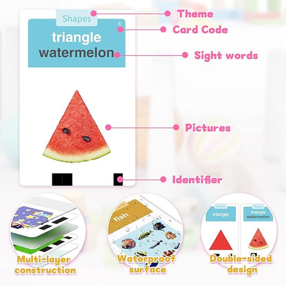 HOMESTEC Toddlers Talking Flash Cards with American Accent & 144 Sight Words, Speech Therapy Toys for 3 4 5 6 Years Old Boys and Girls (Pink)