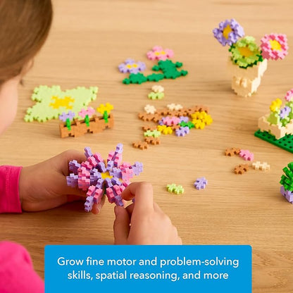 PLUS PLUS Learn to Build Set, Interlocking Mini Building Blocks, 3D Puzzle Construction Stem Toy for Kids - Flower Shop Mix, 400 Pieces