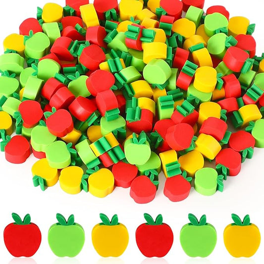 JUNEBRUSHS 150pcs Apples Erasers for Kids Bulk, Welcome Back to School Gifts Mini Apples Erasers for First Day of School Teachers Supplies Students Classroom Prizes Homework Rewards