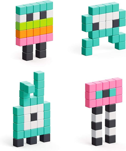 PIXIO Mini Monsters - Tiny Magnetic Blocks Building Toy in The Pixel Art Style with Free App - 5/16" Plastic Cubes with 6 Magnets Inside - Open Ended Toy - Creativity Toy for Ages 6+