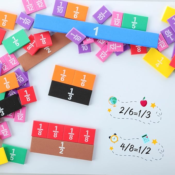 36 Sets Fraction Tiles Set for Math Classroom Fractions Manipulatives Math Learning Manipulatives for Home School Supplies