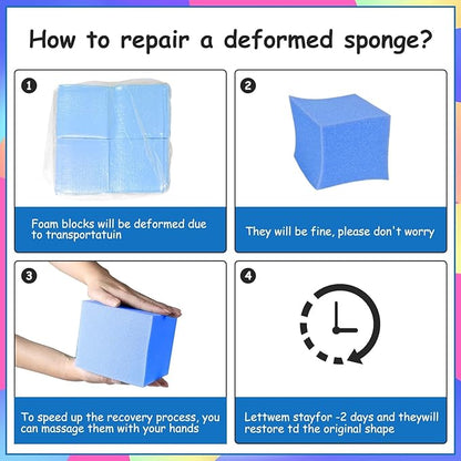 TRENDBOX 48 PCS 5" x 5" x 5" Foam Pit Blocks Sponge Cubes Foam Pit Cubes Sponge Blocks for Amusement Park, Gymnastics, Freerunning and Parkour Courses - Dark Blue (New)