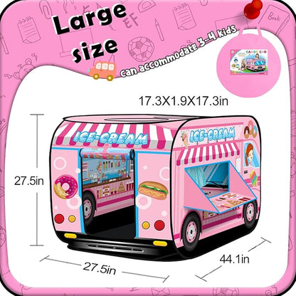 Pop up Play Tent for Kids Aged 1-3 Years Old Boys and Girls : Ice Cream Playhouse Toy Play Tents for Toddlers 3-5 Kids Tent Indoor Outdoor Playhouse Toys for 1 + Year Old, Ice Cream