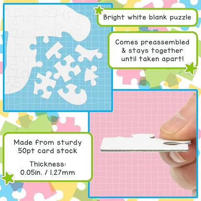 Hygloss 6 Blank Person-Shaped Puzzles – 8.5 x 10.5 Inches – Ideal for All-About-Me Activities – Write, Draw, and Decorate – 26 Pieces Each