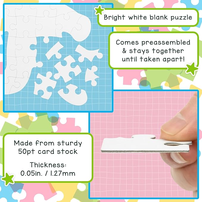 Hygloss 8 Blank Person-Shaped Puzzles with Envelopes – 8.5 x 10.5 Inches – Ideal for All-About-Me Activities – Write, Draw, and Decorate – 26 Pieces Each