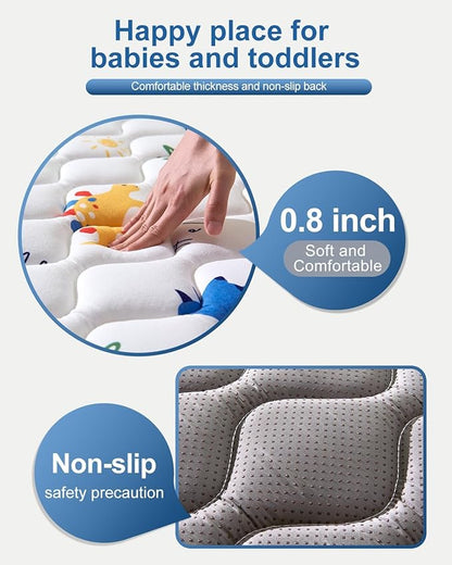 Odorless Premium Foam Baby Play Mat, Soft Microfiber Fabric Crawling Mat for Floor- Comfortable and Hypoallergenic, Non-Slip Cushioned Floor Playpen mat for Infants,Babies,Toddlers