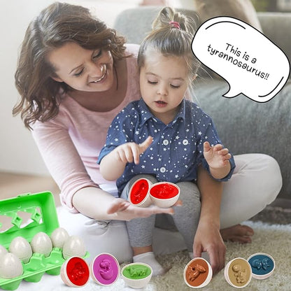 Dinosaurs Eggs,Egg Toys for Toddlers,Montessori Geometric Egg Puzzle Toy Early Educational Learning Color Sorting & Shape Matching Fine Motor Games Birthday Gifts for Boys Girls