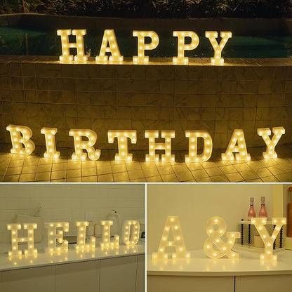 Foaky Rechargeable LED Letter Lights Sign Marquee Light Up Letters Sign for Night Light Wedding/Birthday Party Christmas Lamp Home Bar Decoration (K)