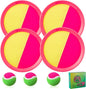 Beach Games, Outdoor Toys for Kids Ages 4-8, Toss and Catch Ball Set, with 4 Paddles 3 Balls, and 1 Storage Bag, Beach Toys Easter Gifts for Kids -2 Pink + 2 Blue