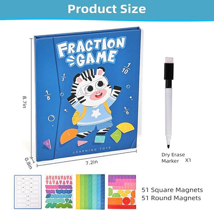 Magnetic Fraction Educational Puzzle,Magnetic Fraction Tiles & Fraction Circles,Montessori Fraction Manipulatives Learning Games for Kids,Fraction Manipulatives for Elementary School