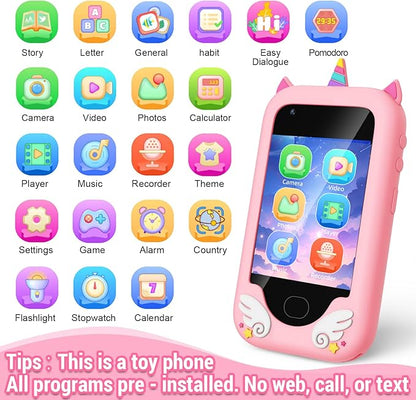 Lapare Kids Smartphone Toy, Toddler Learning Toy Phone with Dual Camera, Game, Music Player, Christmas Birthday Gifts for Girls Age 3-8