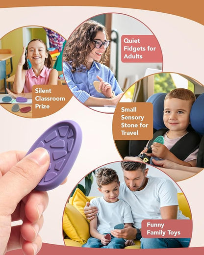 Fidget Toys Adults Sensory Stone: 24 Pack Texture Worry Stone for Kids Calming - Sensory Autism Toys for Anxiety Relief - Quiet Small Fidgets for Classroom Prizes