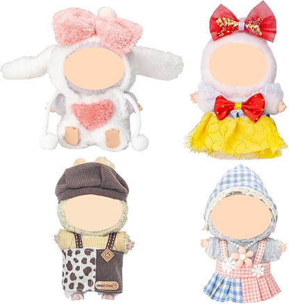 4 Pack—17cm Doll Clothes,Premium Cute Outfit with Accessories,Doll Princess Skirt,Boys and Girls Stylish Adorable Dolls Fashion Clothes Set Accessories(No Dolls and Shoes) (Set G)