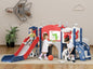 XJD 13 in 1 Toddler Slide Set, Kids Slide for Toddlers Age 1+, New Upgrade with Golf Set, Basketball Hoop, Drawing Board for Indoor Outdoor Playset,Toddler Playground (Blue Red)
