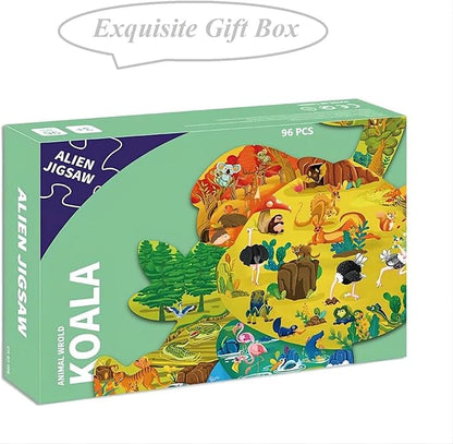 PINU Jigsaw Puzzles for Kids Ages 3-5, 6-8, 8-10, Children Colorful Fun Animal Shaped Puzzle Learning Educational Toys Gifts Games for Boys and Girls (Koala-96 PCS)