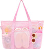 Tagitary Mesh Beach Bag with Zipper Large Beach Tote Waterproof Sandproof with 8 Pockets for Toys Pool Bag Beach Accessories