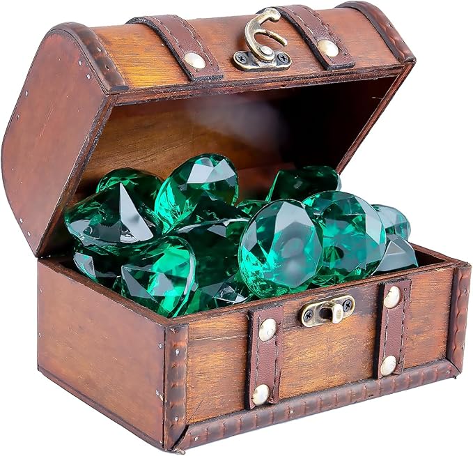 Niceup 26PCS Fake Emeralds Green Gemstones Plastic Acrylic Diamond Gems Toys Big 1.5in Kid Diving Gem Pool Toy Party Decorations Crafts