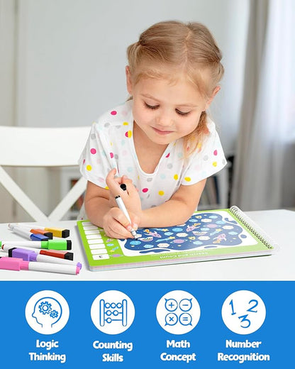 Coogam Math Learning Game for Kids Age 3-8, Number Tracing Handwriting Practice Workbook, Math Addition and Subtraction, Montessori Educational Preschool Learning Activities Gift Toy