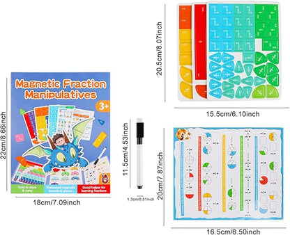 Magnetic Fraction Demonstration Book, Magnetic Fraction Tiles, Magnetic Fraction Disc Set, Magnetic Math Master Set - 102 PCS, Educational Fraction Puzzle for Teaching (Zebra, 2, Set)