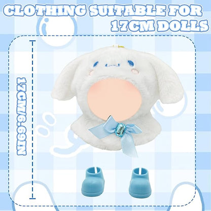 17cm Doll Clothes Set Kawaii Hoodie Outfit with Accessories, Dolls Outfit for 17cm Dolls Cute Style Jumpsuit Suit for Doll Dress up, Play & Collector Display (Doll Not Included)