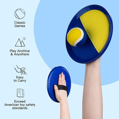 EVERICH Upgraded Toss and Catch Ball Game Set, Outdoor Games for Family Outdoor Toys Yard Games, Beach Pool Toys Camping Game for Adults Family with 4 Paddles 4 Balls, Great Gifts Idea