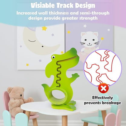 Dinosaur Piggy Bank for Kids Boys Girls, Wooden Dino Coin Bank with Large Clear Acrylic Belly, Cute Money Savings Box for Toddlers Birthday Christmas (Gradient-Green)