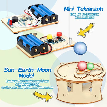 5 in 1 STEM Kits Projects for Kids, STEM Toys Crafts for Boys, Girls, Ages 8+, Science Building Toys Kits for Kids, 3D Wooden Puzzles, Birthday Gift for Boys Girls 8 9 10 11 12 Years Old