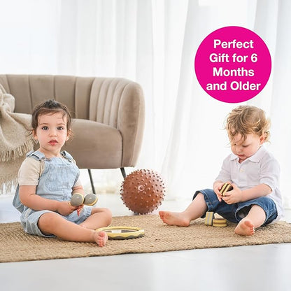 Edushape Soothing Sounds Gift Set - Baby Musical Instruments & Toddler Music Set - Includes Hand Drum, Rain Stick, Shakers, Maracas - Interactive Baby Musical Toys for Kids & Toddlers 18 Months & Up