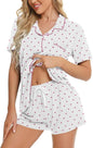 SWOMOG Womens Button Down Pajamas Set Short Sleeve Sleepwear Bride Soft Pj Lounge Sets XS-3XL