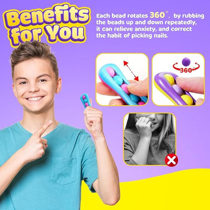 LESONG Fidget Sensory Toys for Kids: 6 Pack Colorful Finger Spinner Toys - Stress Relief ADHD Tools for Kids with Autism - Quiet Desk Fidgets for Anxiety Classroom - Gifts Christmas Stocking Stuffers