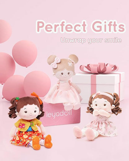 LeyaDoll Learning Sensory Doll for Toddlers, Montessori Toys for 2-Year-Old Girls Christmas, Birthday Gifts, Plush Doll with Zipper, Shoelace, Button-Busy Flora Girl