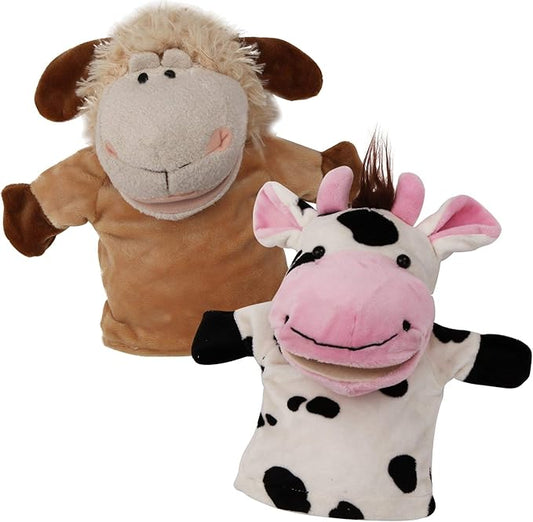 Animal Hand Puppets Set for Kids & Adults - 12.5" Premium Quality Soft Plush Toys with Movable Mouths - Perfect for Storytelling, Teaching, Preschool, Role-Play - Durable, Vibrant, Educational Puppets