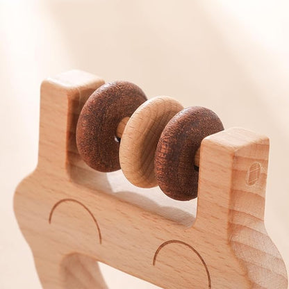 Wooden Baby Rattle, Newborn Wooden Rattle Toy, Natural Wooden Montessori Baby Grip Toy, Baby Gift Toy, Wooden Rattle Set 2PCS