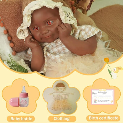 Reborn Baby Dolls Silicone Full Body 18.1in Weighted Real Life Open-Eyes Girl Dolls Lifelike Newborn Baby Soft Body Flexible Limbs Not Vinyl