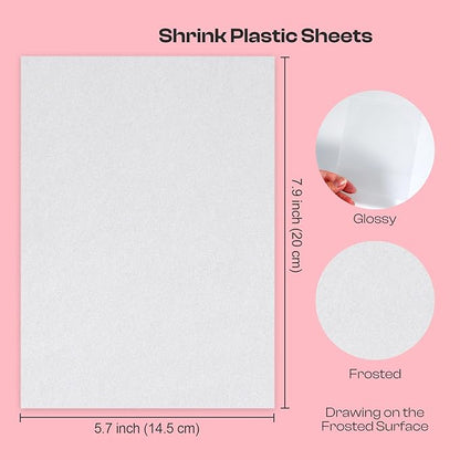 Auihiay 80 Pieces Shrink Plastic Sheets, Shrink Films Papers, Shrinky Art for Creative Handicrafts, Halloween and Christmas Ornaments (7.9 X 5.7 inch)