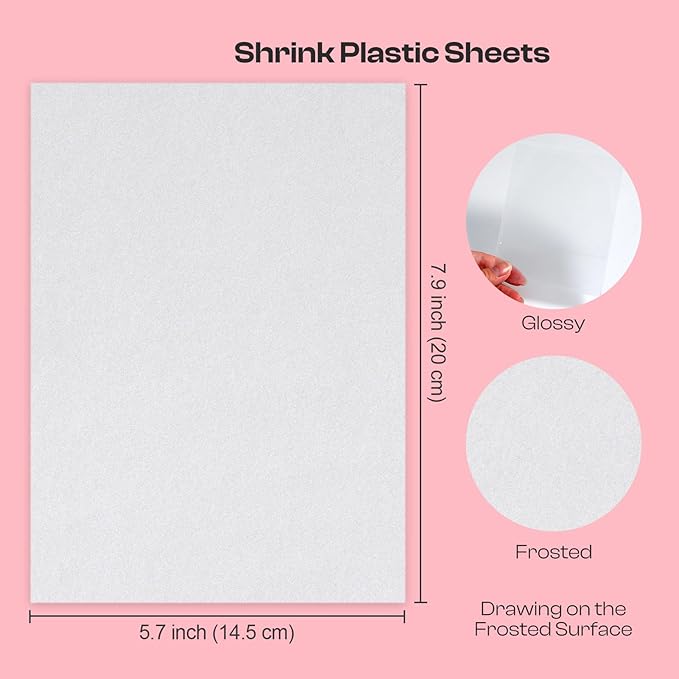 Auihiay 25 Pieces Shrink Plastic Sheets, Shrink Films Papers, Shrinky Art for Creative Handicrafts, Halloween and Christmas Ornaments (7.9 X 5.7 inch)