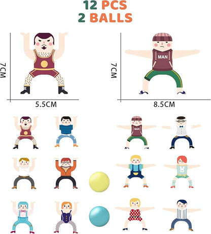 Stacking Figure Toys, Fun Balancing Building Blocks Game for 3 4 5 6 7 8 + Years Old Boys Girls, Family Stacking Games with 12 PCS Figure Blocks and Balls, Preschool Party Favors Birthday Gifts