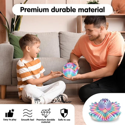 GearSphere 3D Printed Spin Ball or Cube Fidget Toy, Fidget Ball Gear Toy for Stress and Anxiety Relief, Desk Toy for Adults & Kids (Rainbow, 3.1 Inch)