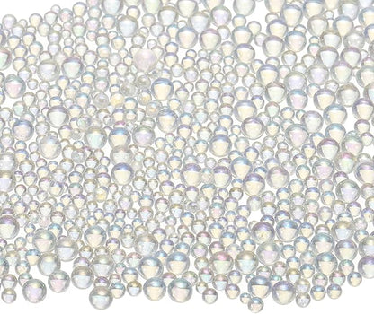 Iridescent Glass Tiny Bubble Beads, 0.4-3mm 10g No Hole Micro Mini Round Clear Water Droplets Beads - Applications: for Resin Filler, Nail Art, Dollhouse Bath Tub