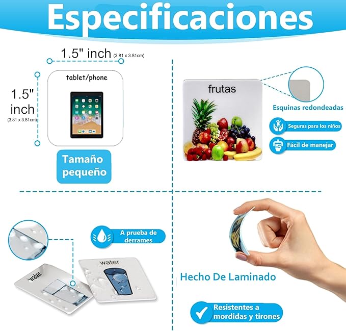 Smile4Autism Loose Visual Picture Cards, Receptive and Expressive Language, Speech Articulation Therapy, ASD, ADD, ADHD, Apraxia, & Stroke Patients (Small Laminate, Spanish Looose Lami)