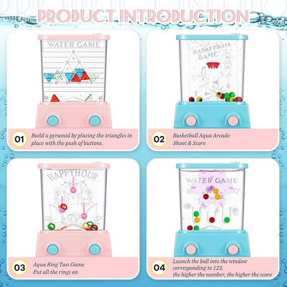 Sumind 10 Pieces Handheld Water Game for Kids Mini Water Ring Toss and Basketball Hoop Toy 90s Retro Mini Games for Goodie Bags Stuffers Birthday Return Gifts Classroom Rewards(Pastel,Lively Style)