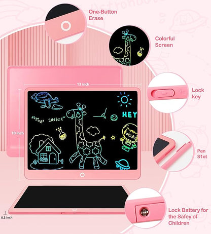 LCD Writing Tablet Doodle Board, 16inch Colorful Drawing Tablet Writing Pad, Kids Travel Essentials, Toddler Toys for 3 4 5 6 7 8 Year Old Girls Boys- Christmas and Birthday Gifts