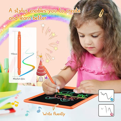 LCD Writing Tablet Doodle Board, Colorful Drawing Pad, Electronic Drawing Tablet, Drawing Pads,Travel Gifts for Kids Ages 3 4 5 6 7 8 Year Old Girls Boys (10.5 inch, Orange)