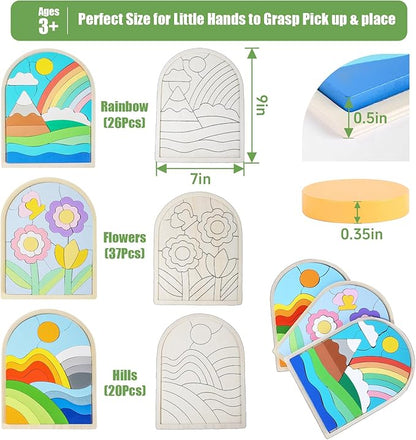 Jigsaw for Baby Boys, Wooden Puzzles for Toddlers 3-5, Boys Girls Birthday Gift for Kids Ages 4-6, Toddler Puzzles Montessori Toys for 3 Year Old, Great Gifts for 3+ Year Olds (3 Pack)