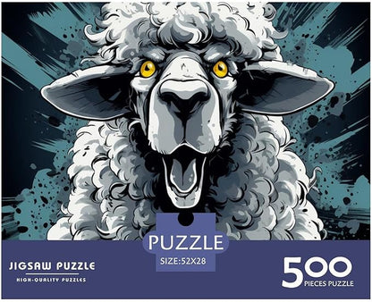 Sheep for Adults Fun Thickened Wooden Jigsaw Puzzles 500 Piece 3D Animal Toy Intellectual Game Education Game Stress Relief Toy Home Decoration Premium & Durable 500pcs (52x38cm)