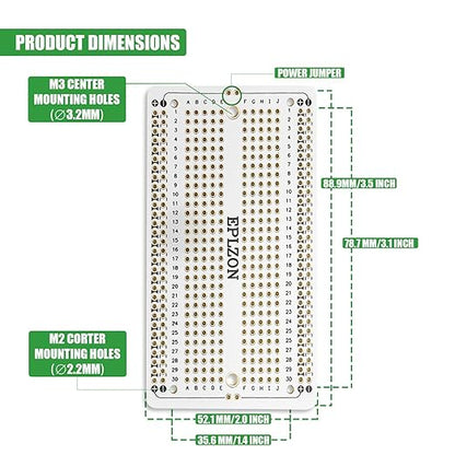 10 Pcs Solderable Breadboard PCB Board Gold-Plated Solder Breadboard for DIY Electronics Projects Apply to Soldering Projects 3.5"x2.05" (White)