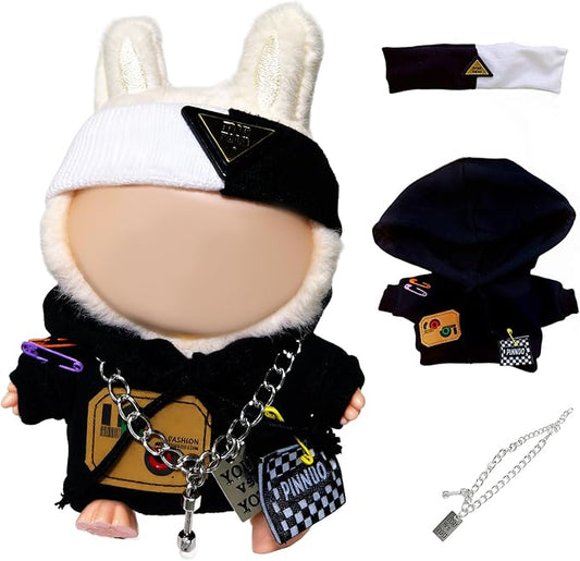 Hoodie Doll Clothes,17cm/15cm Dolls Outfit Set,Accessories for Doll,Stylish Clothes Set Dress Up (No Doll) (Black Hoodie)
