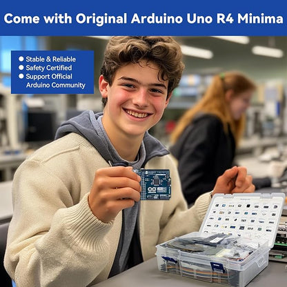 SunFounder Ultimate Sensor Kit with Original Arduino Uno R4 Minima, RoHS Compliant, Durable Sensors IoT ESP8266 IIC LCD1602 OLED, Online Tutorials & Video Courses for Beginners & Engineers