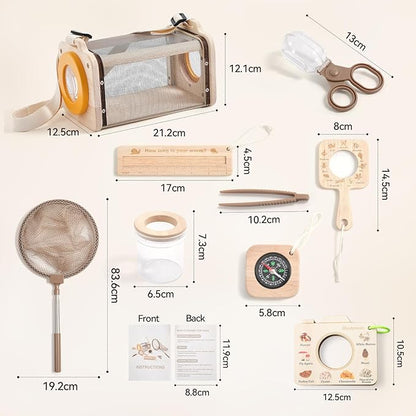 Bug Catcher Kit for Kids Explorer Kit, 10PCS Outdoor Bug Catching Kit with Magnifying Glass & Net, Adventure Set for Backyard & Camping, Fun Gift for Girls Boys